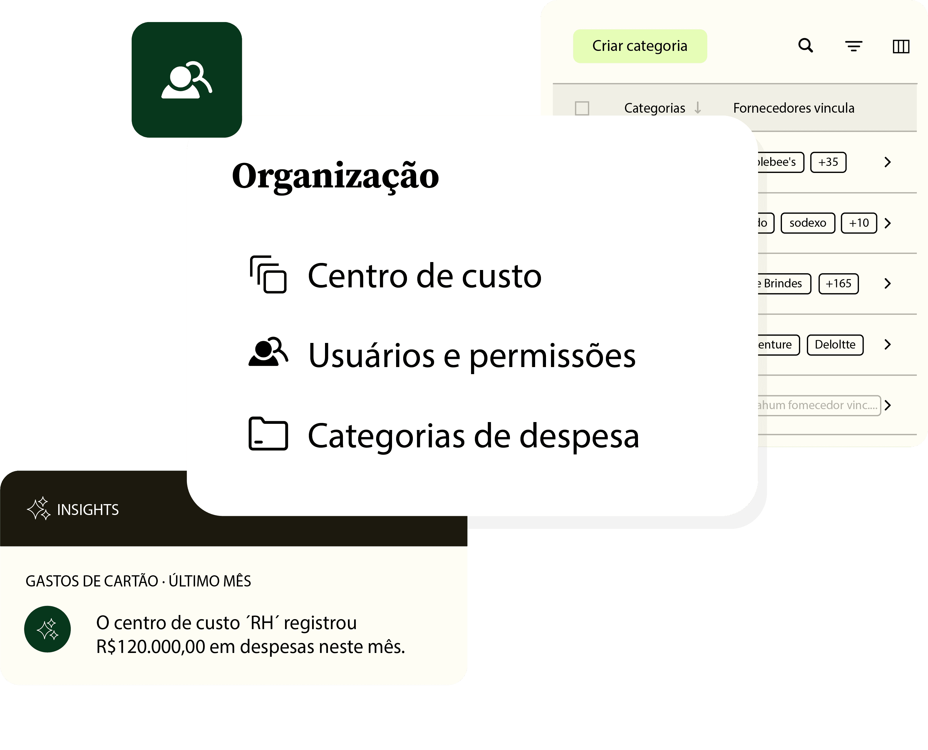Organização visual da plataforma